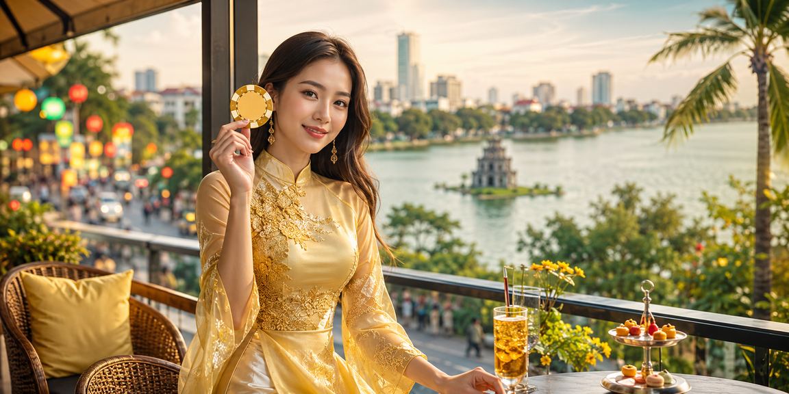 Người dùng tại Hà Nội trong trang phục áo dài tham gia cá cược và giải trí trực tuyến